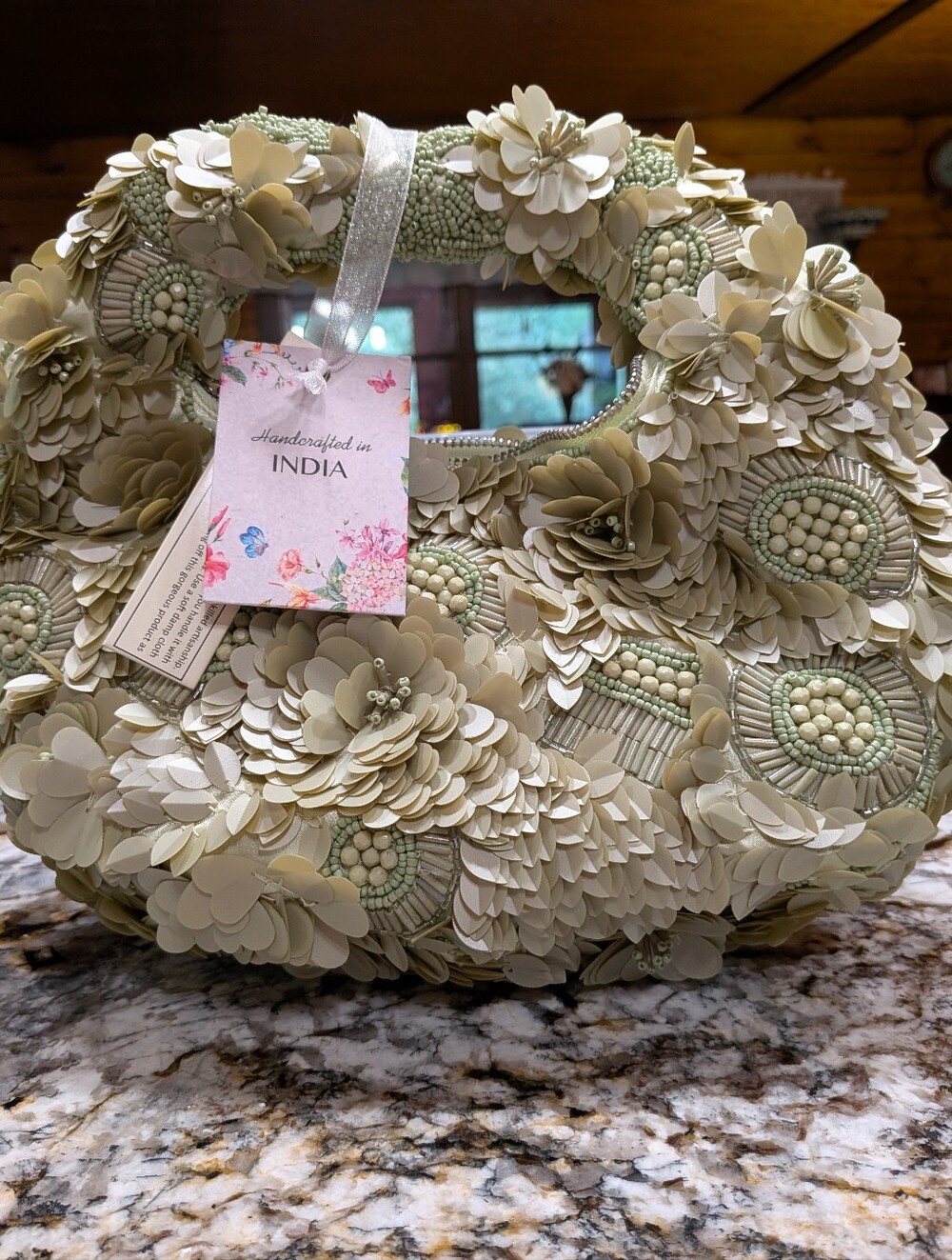 Viral Tik Tok Handcrafted Floral Beaded Mini Bag,  Green NWT
